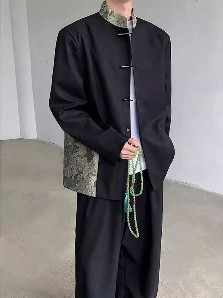 

Новый китайский мужской повседневный костюм с воротником-стойкой, свадебная одежда, полиэстеровая ткань, не требующая глажки, все сезоны