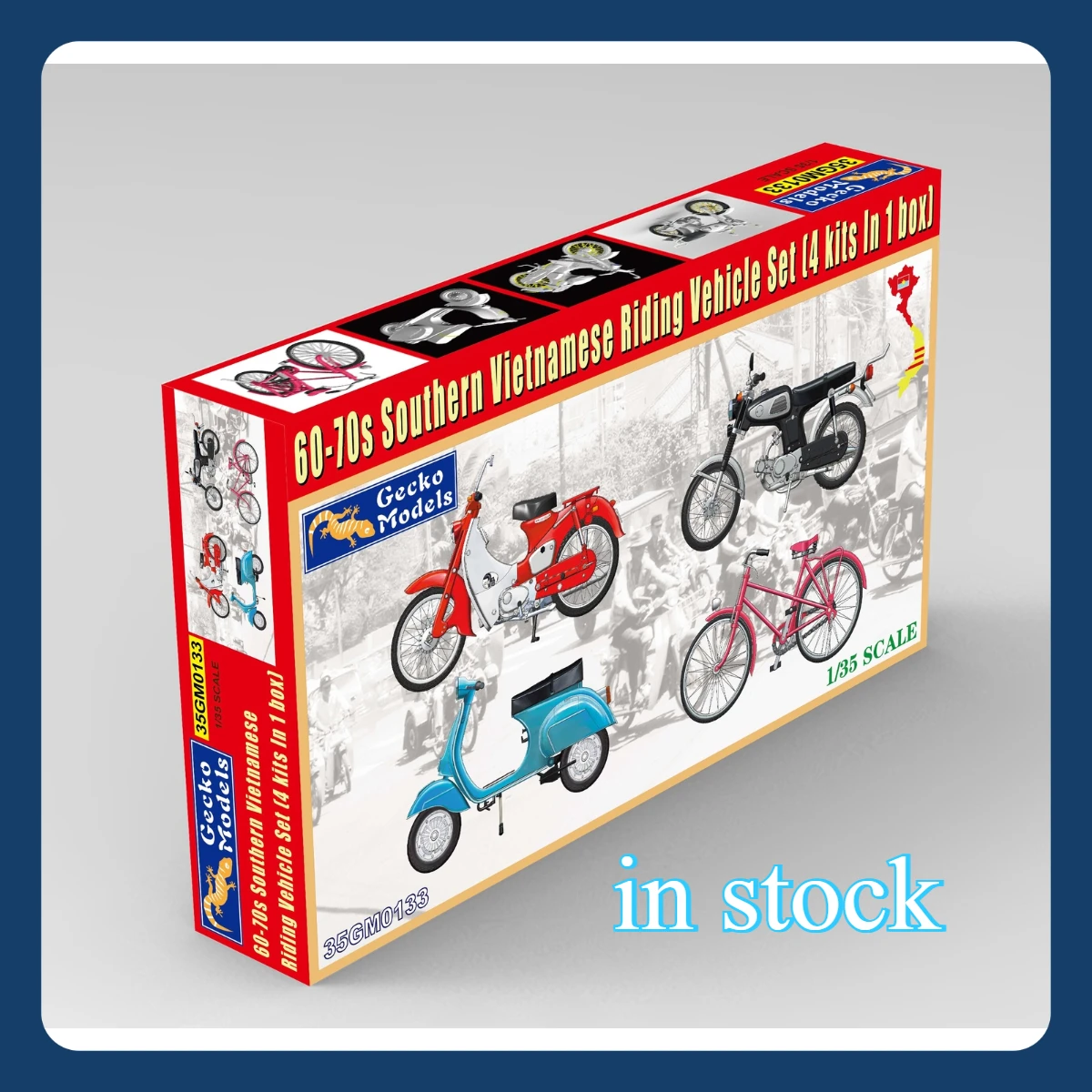 

Пластиковая модель геккона, набор автомобилей в стиле ретро, игрушечный велосипед 35GM0133 1/35, 60 ~ 70 лет, южный вьетнамский автомобиль, набор 4 комплекта, орнамент