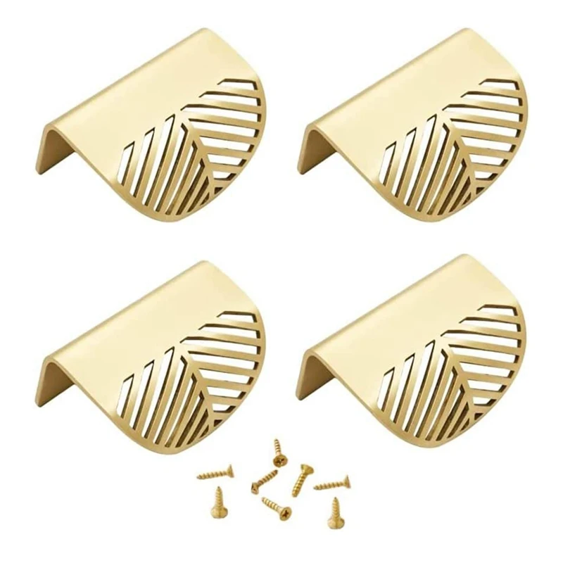 Set Of 4 Leaf Cabinet Pulls Gold Concealed Furniture Pulls Knobs Balcony Door Knobs Cabinet Pulls With Adjusting Screws