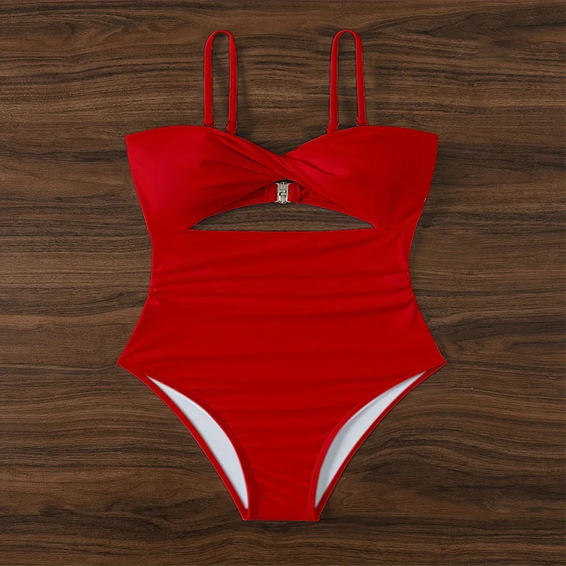 Conjunto de Bikini de una pieza para mujer, traje de baño Sexy de lujo, microtanga plisado, ropa de playa