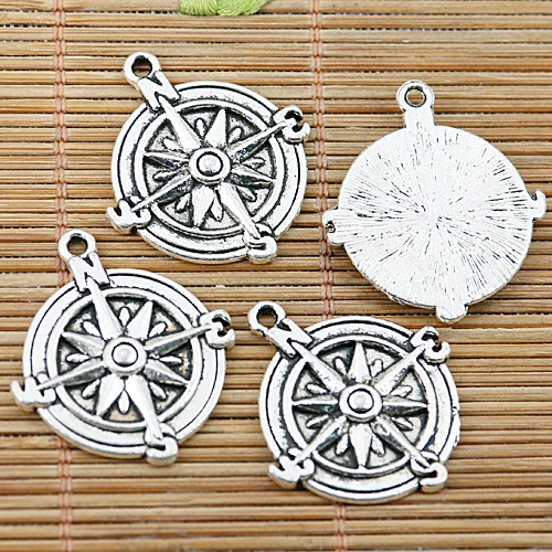 

5pcs 25mm Tibetan Silver Tone Compass Design Charms EF1530 Charms for Jewelry Making