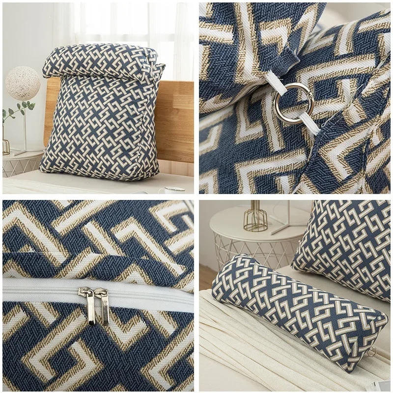 Backrest Cushion Nordic Style Bed Mats Canvas Maternity Headboard Pads Bedroom Bay Window Triangular Waist Pillow Multicolored
