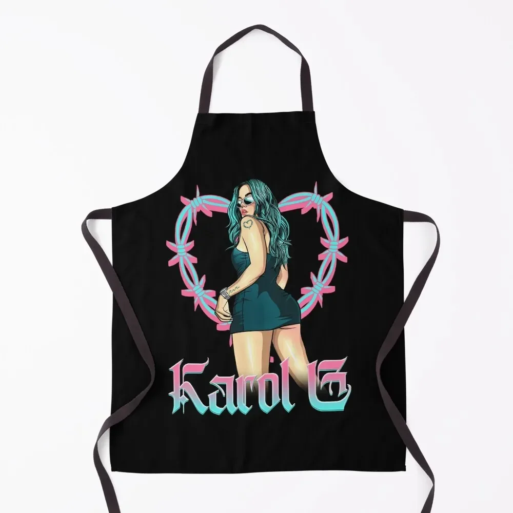 

Karol G Barb Wire Heart Apron New year's Smock for hairdressing for women with pocket Custom Apron