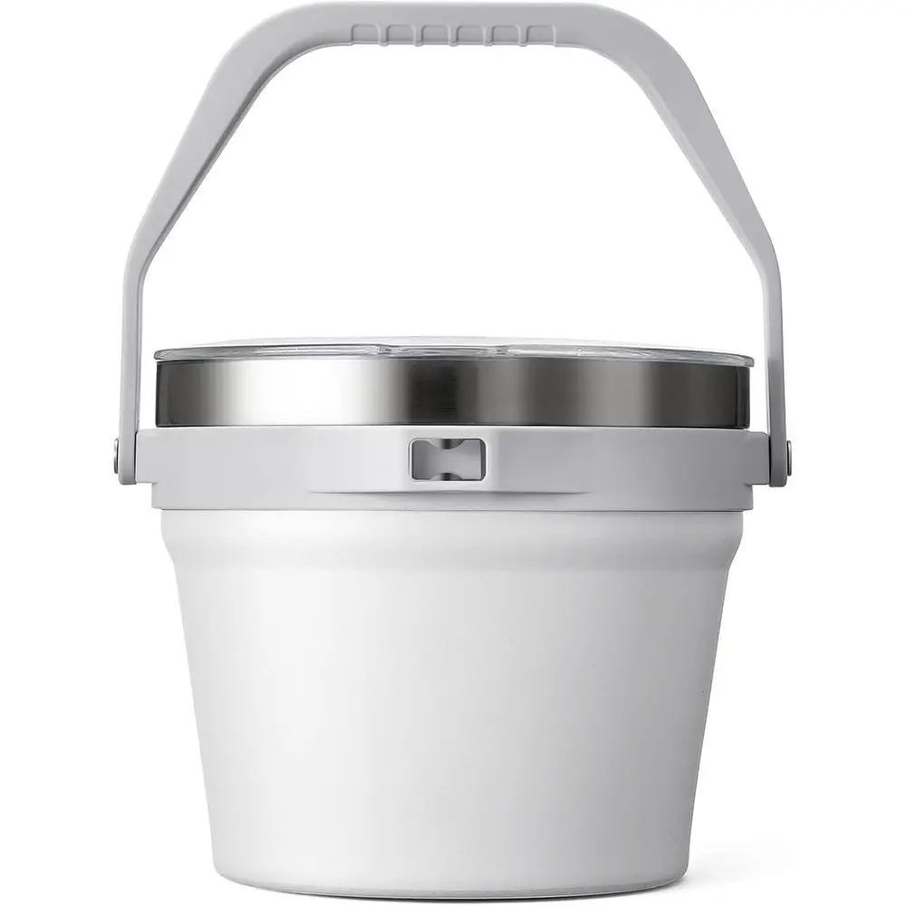 

Double Wall Vacuum Insulated Ice Bucket with Lid, Holds 6 Cans or 3 Bottles, Ideal for Parties, White