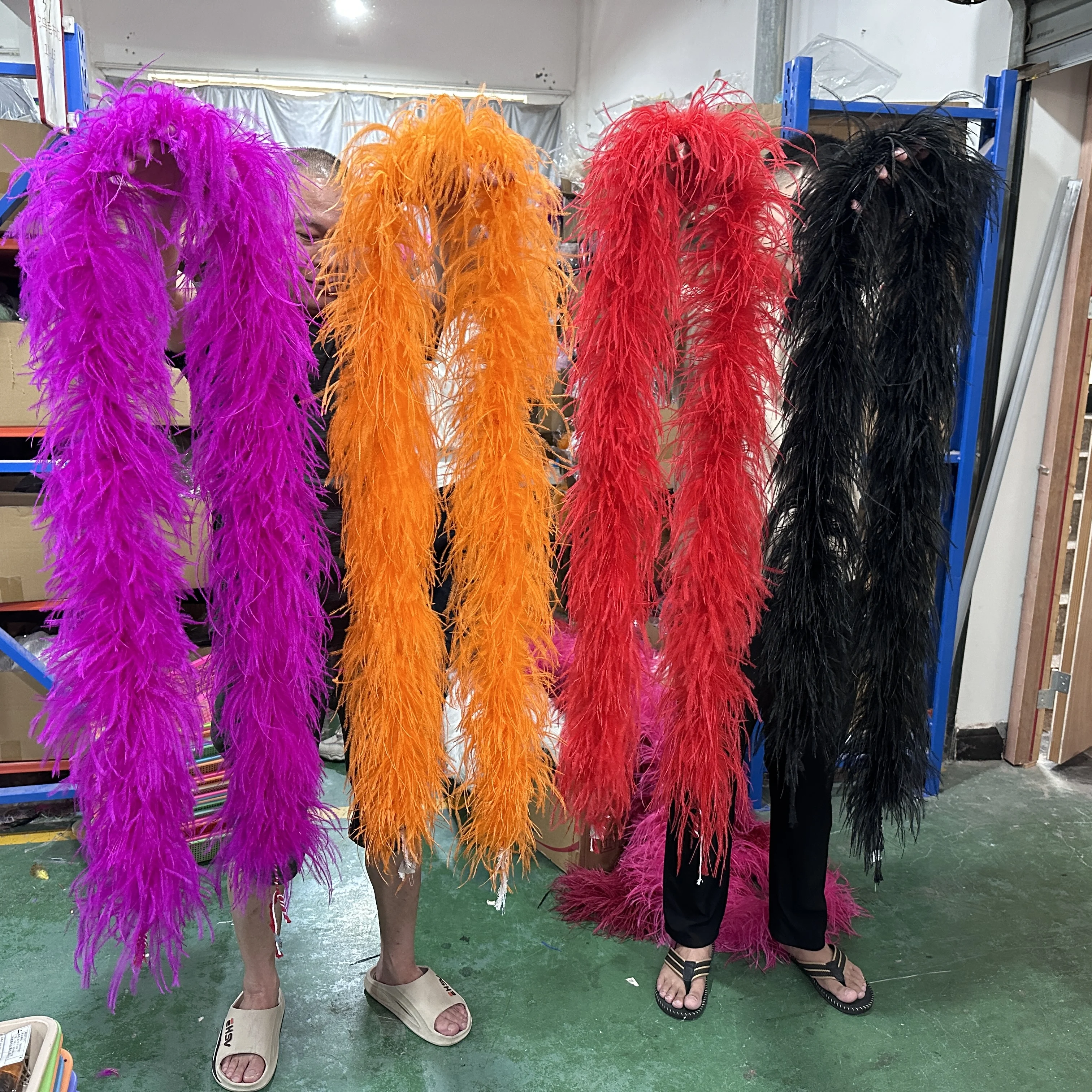 2Meter Long Colorful Ostrich Feather Boa 3Ply/6Ply/10Ply Custom Plume Scarf Needlework Wedding Clothes Shawl Decor Sewing Trim