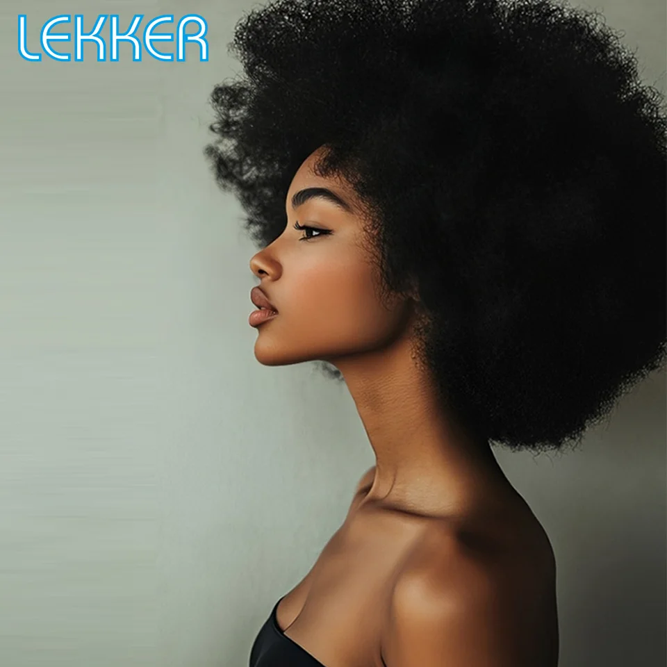

Lekker Black Fluffy Afro Kinky Wave Curly Bob 100% Human Hair Wigs For Women Brazilian Remy Hair Colored African Daily 250% Wigs