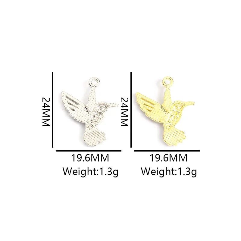 100PC/lot bird Pendant Charm crystal dangle charms 19.6x24mm DIY Alloy accessories Fit For Bracelet Necklace keychain making - view 2