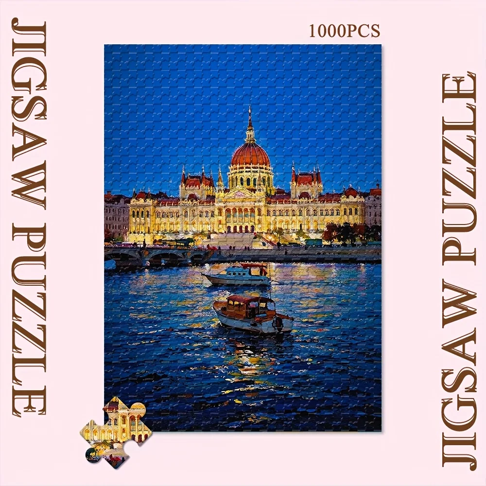Rompecabezas de paisaje urbano de Budapest Hungría para adultos, 1000 Uds., grande, 20x28 pulgadas (50x70cm), reflejos del río Danube con Bui icónico