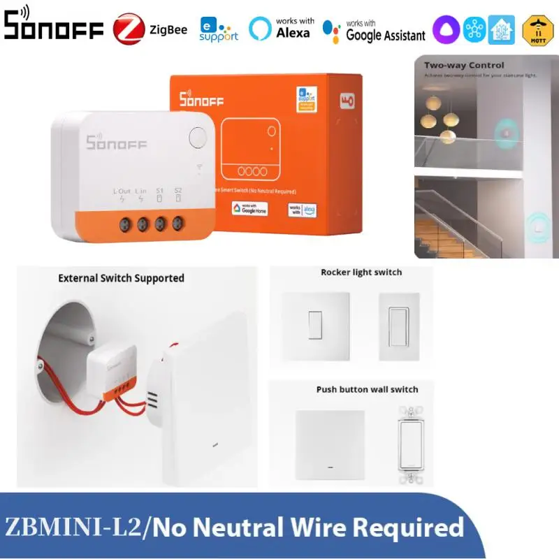 Sonoff Zbmini L2 Extreme Zigbee Smart Switches No Neutral ZBMINI-L2 Switch Module Ewelink Alexa Google Home Assiant Alice 2mqtt