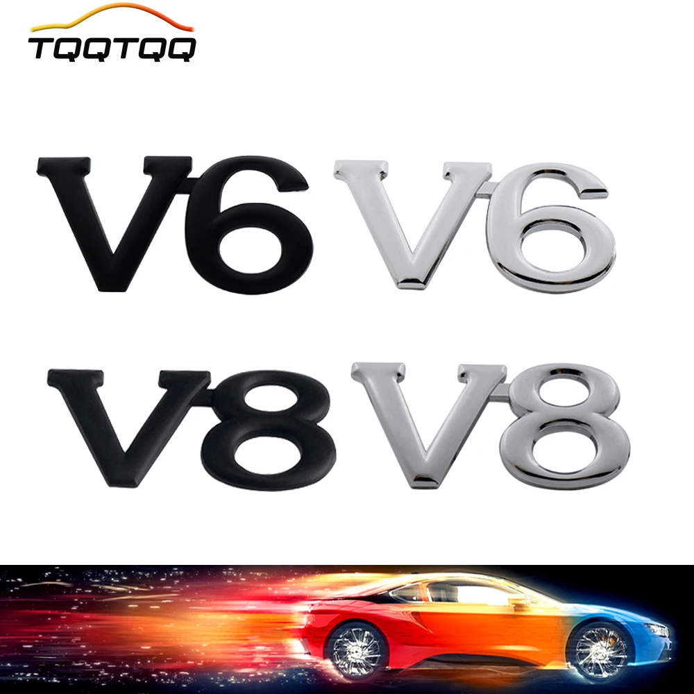 

TQQTQQ Car Decal Emblem Badge V6 V8 - 3D Premium Zinc Alloy Decal Sticker Decoration Cars Trucks Motorcycle Vehicle Universal