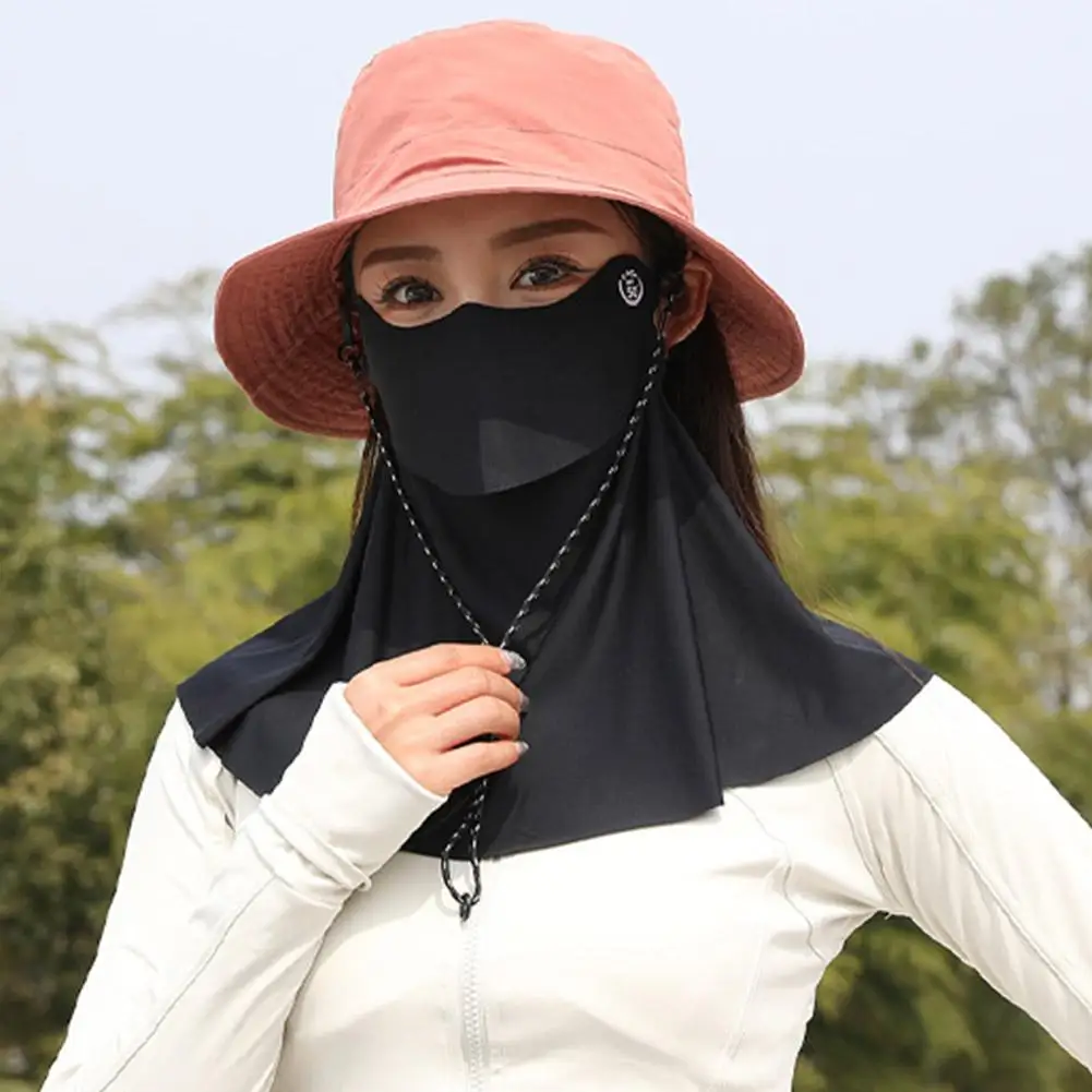 ฤดูร้อนผ้าไหมน้ําแข็งหน้ากากป้องกันแสงแดดสําหรับผู้หญิง UPF50 + ผ้าพันคอไหมพรมป้องกันรังสียูวีขี่จักรยานกลางแจ้งเดินป่า 360 °   ผ้าคลุมคอหน้า