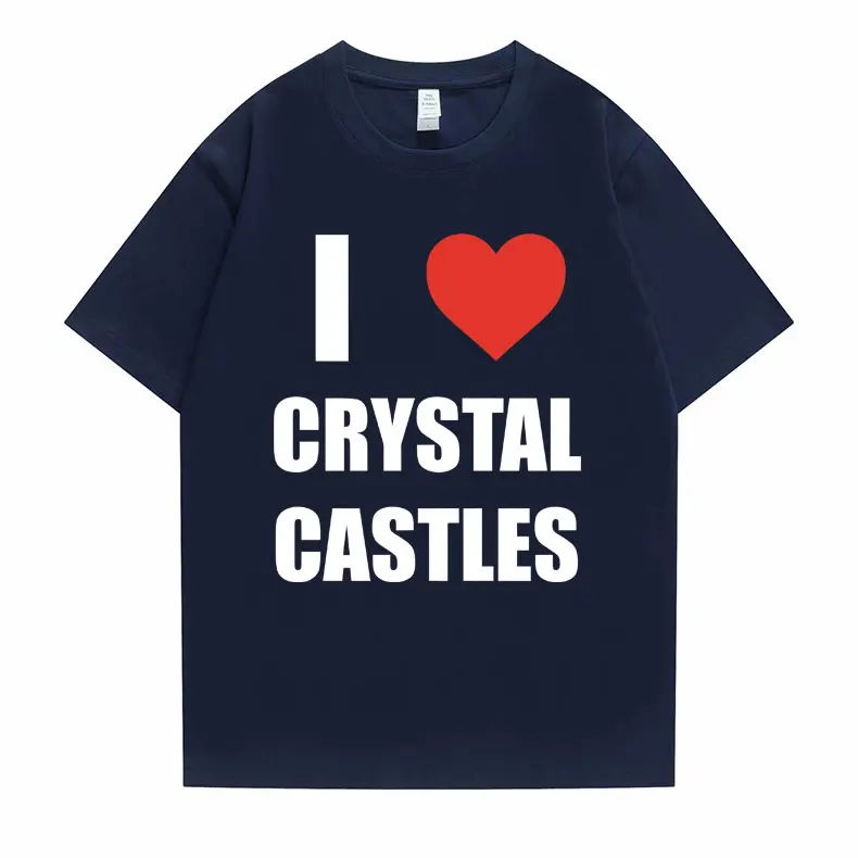 I Love Crystal Castles Graphic T Shirts Men Women Gothic Rock Hip Hop Oversized T-shirts Male Casual Vintage Short Sleeve Tshirt