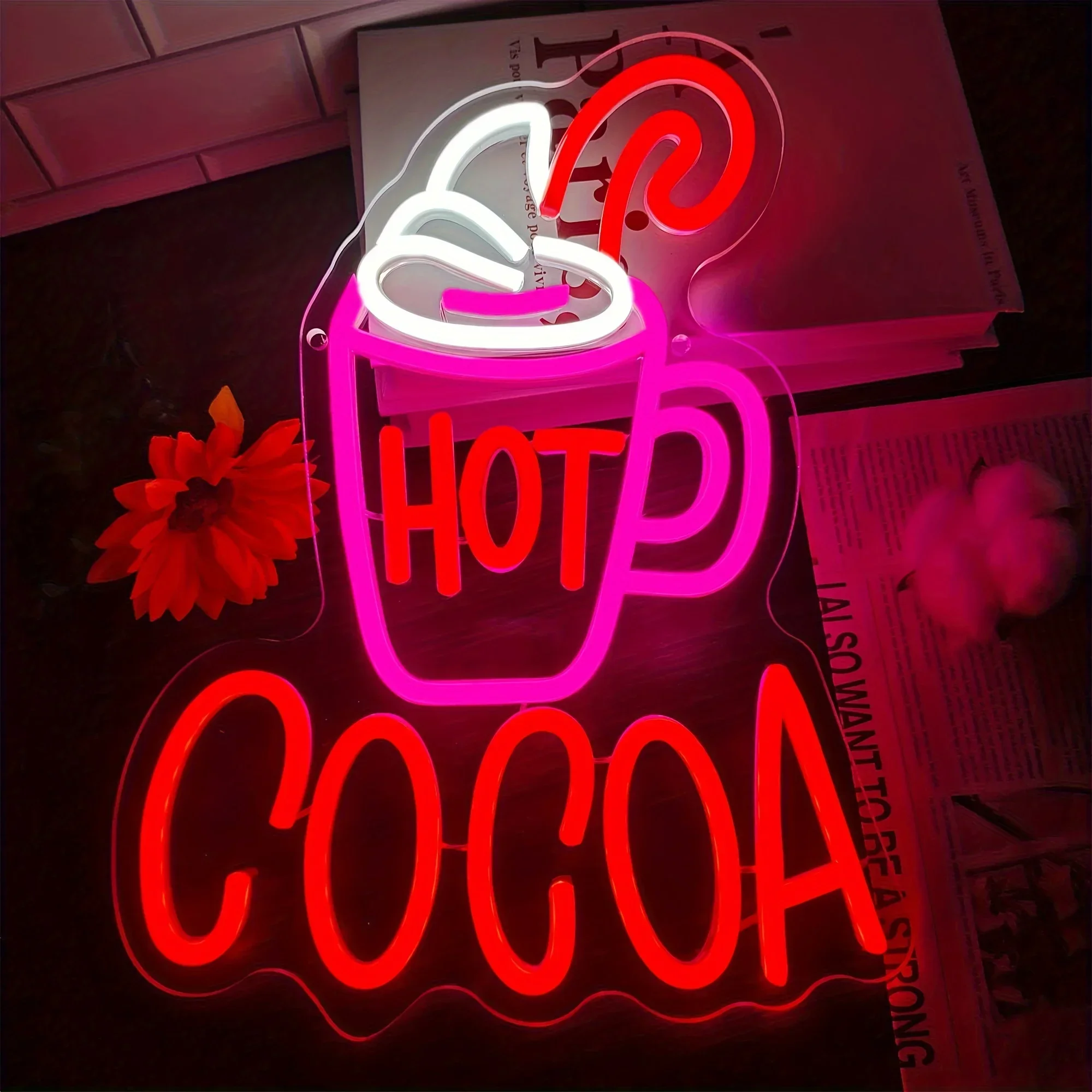 

Hot Cocoa Neon Light, USB power Dimmable Led Neon light Signs, Family Resturant Kitchen Dinning Coffee shop Decorations,gifts