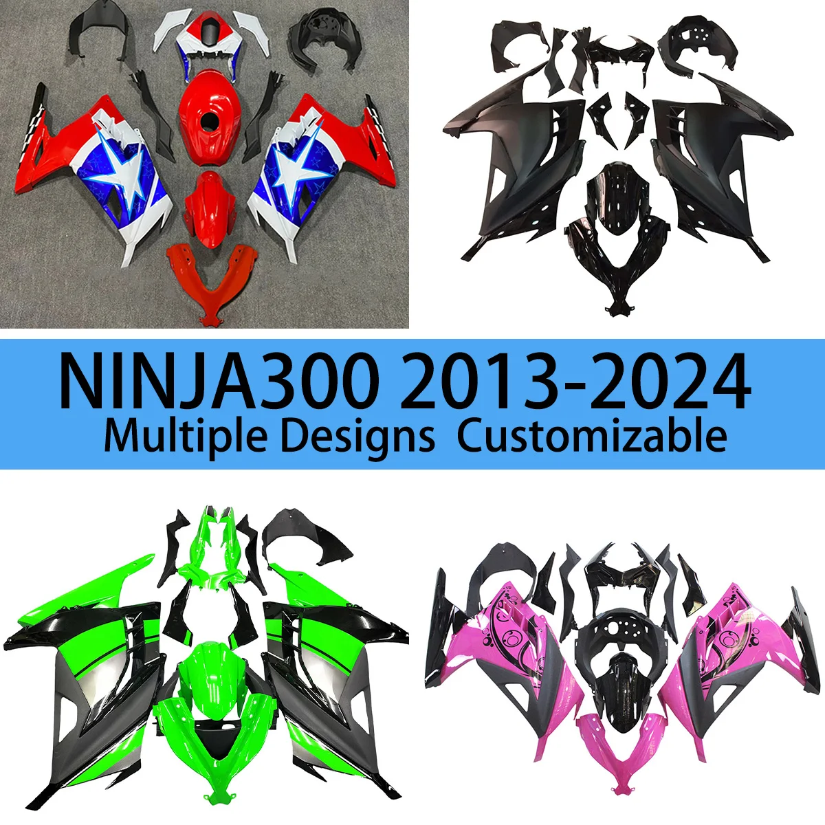 EX300R 2013 2014 2015 2016 2017 - 2024 ABS Fairings for KAWASAKI NINJA300 Prime Motorcycle ABS Injection Bodywork Fairing Kit