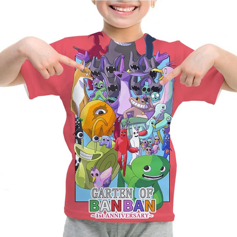 Banban Garden Cartoon Pattern Tshirts Garten of Banban Fun Game Short Sleeve Kid 3D Print Pattern T-shirt Teen O Neck Tshirt Y2k