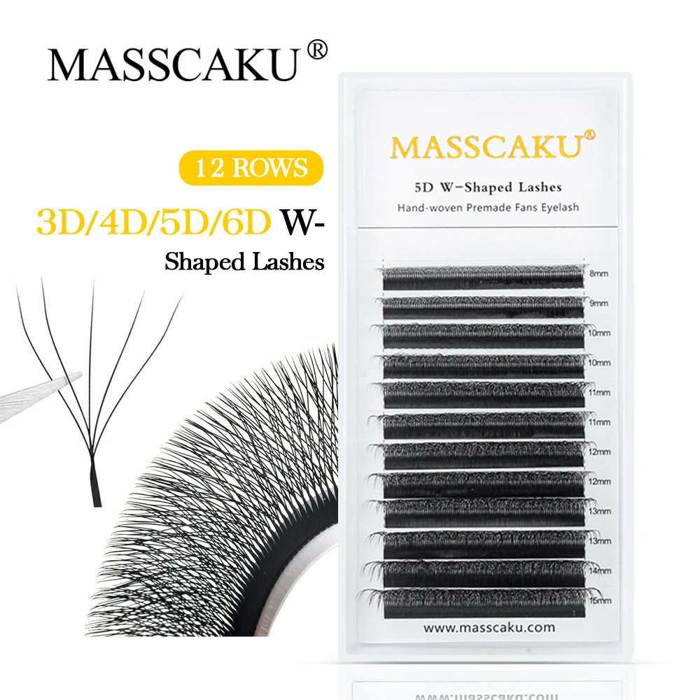 MASSCAKU Lashes W 4D5D6D Eyelashes Extensions Premade Volume Natural Soft Faux Mink Individual Lashes For Custom Logo