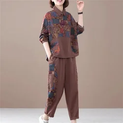Spring Clothing Korean Printed Two-Piece Set Autumn Fashionable And Stylish Casual Cotton And Linen Set Women's Clothing 2026