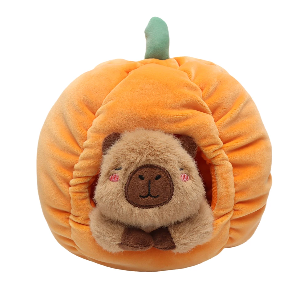 22 cm süßes Kürbisnest Capybara Plüschtier Film Kuscheltiere Entzückende gefüllte Capibara-Puppe Geburtstags- oder Weihnachtsgeschenk für Kinder