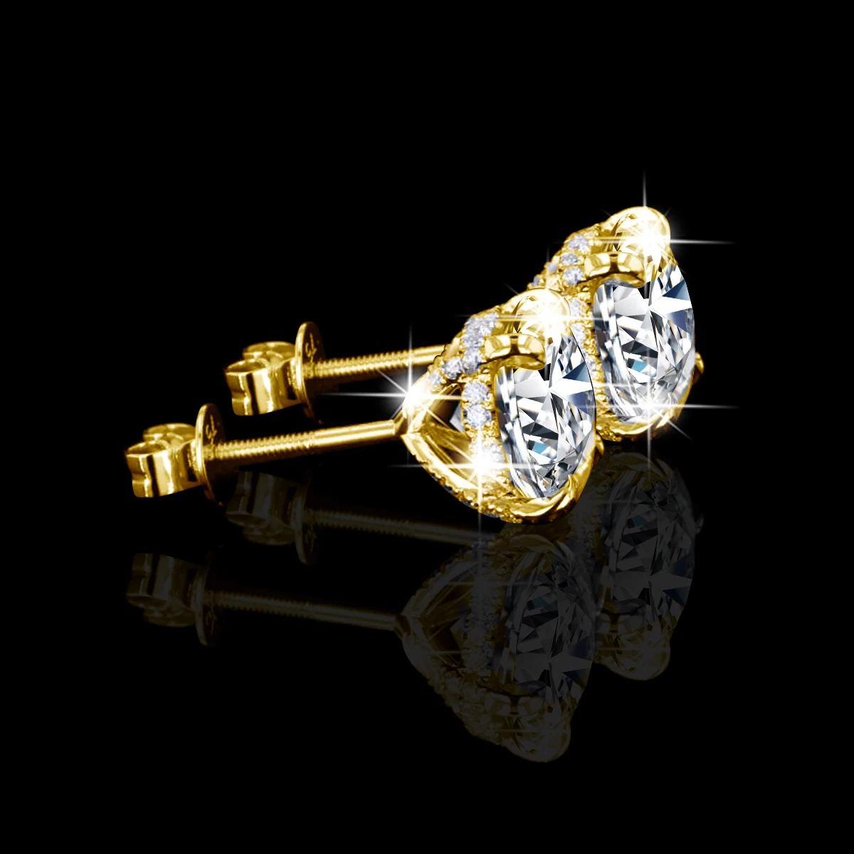 

Женские серьги-гвоздики с муассанитом и бриллиантами круглой огранки 4cttw, 100% 14-каратное золото, гипоаллергенные классические ювелирные изделия, сертифицированные GRA