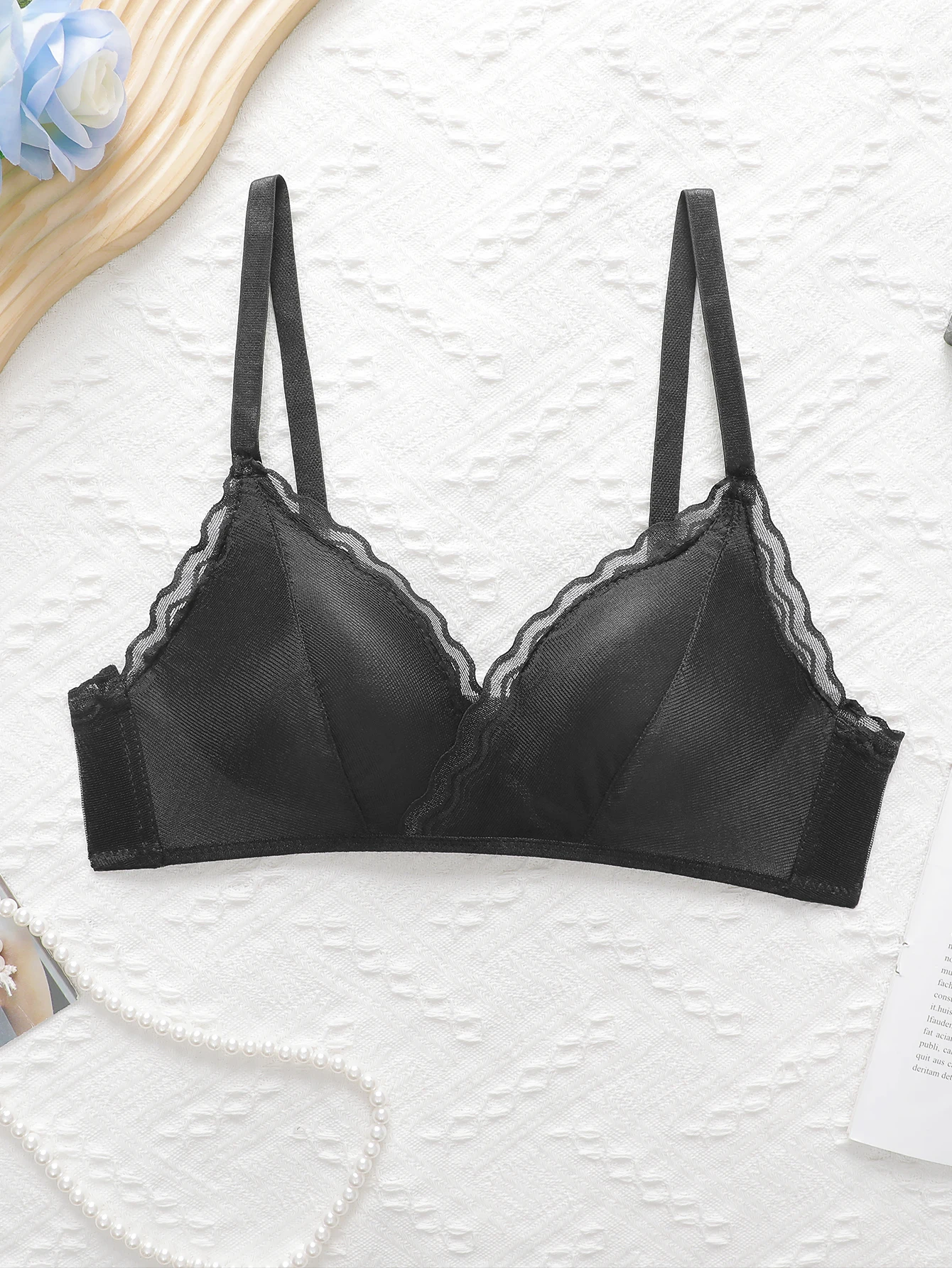 Women's sexy lace smooth solid color underwear with steel ring gathering push up shoulder strap adjustable bra B2034