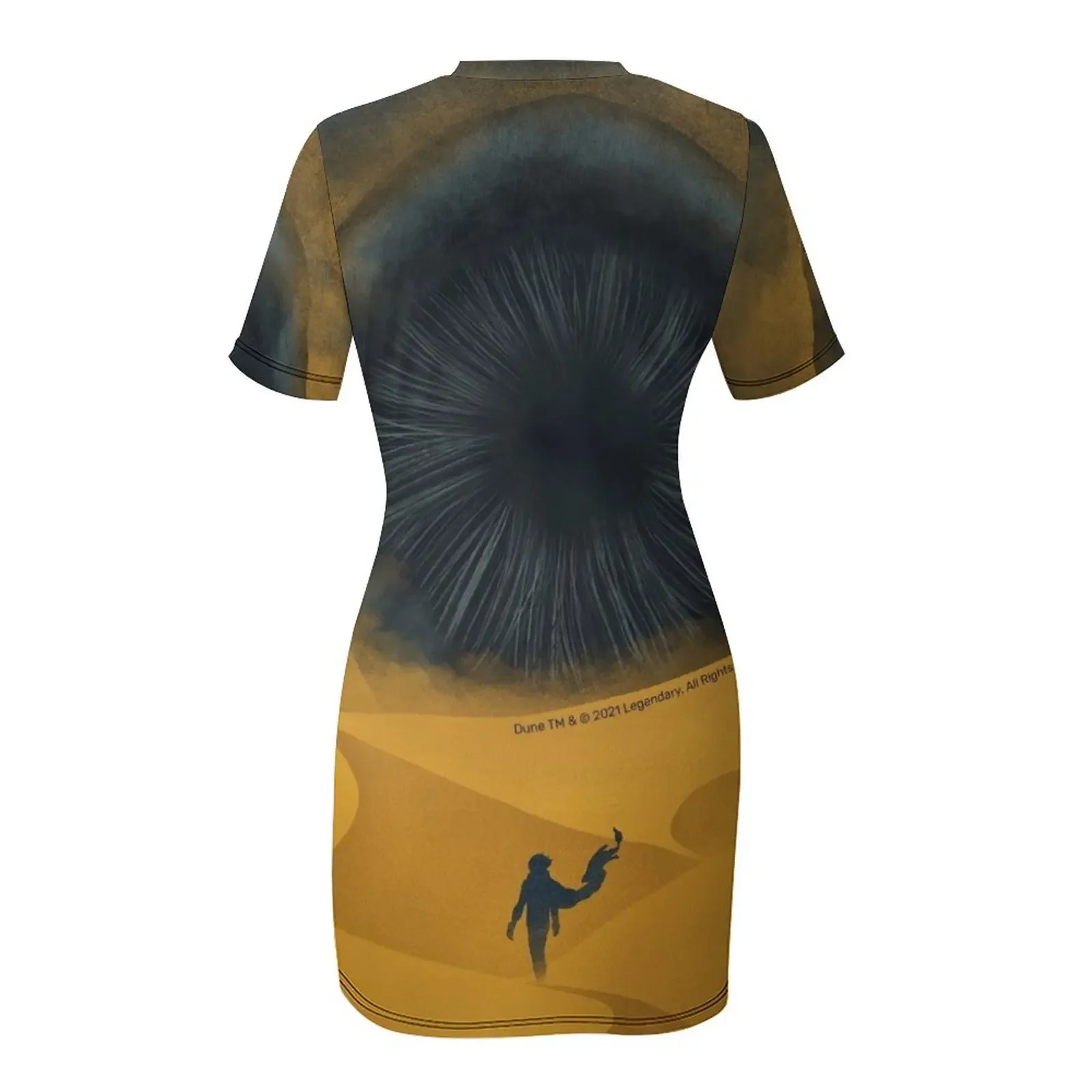 ชุดราตรีแขนสั้นสีเหลืองทราย ดีไซน์ The Great Shai-Hulud สำหรับผู้หญิง ชุดราตรีออกงาน ชุดฤดูร้อนสำหรับผู้หญิง ปี 2025