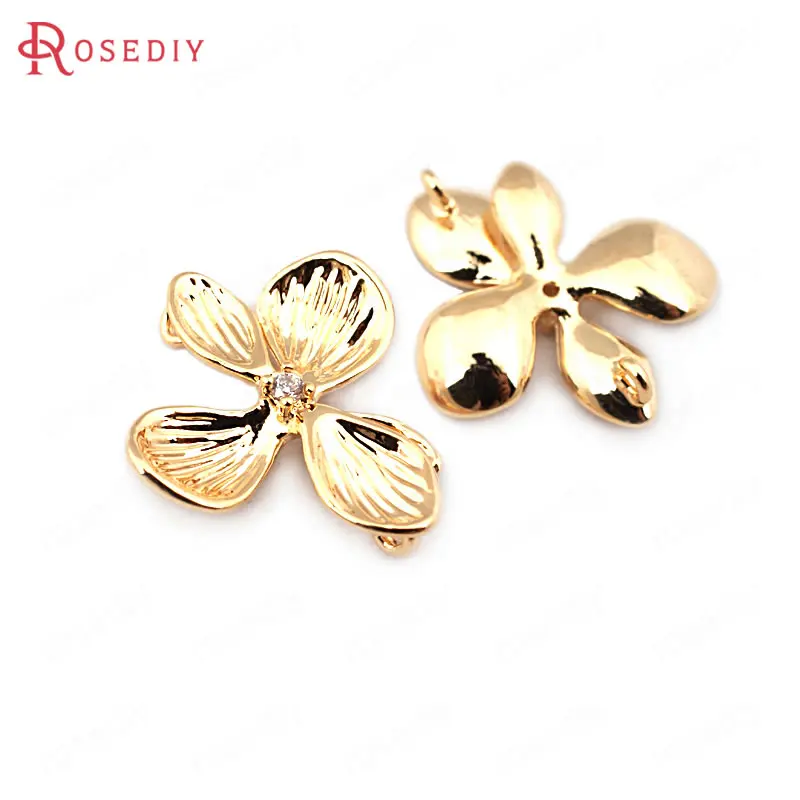 18K Gold Color Brass 2 Holes Flower Connect Charms Pendants High Quality Diy Jewelry Making Earrings Accessories for Women