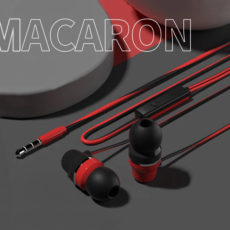 VAORLO Macaron Two-Color Wired Earphones Sport Music Subwoofer Headphones With Mic 3.5MM AUX Universal Headset For PC Phones