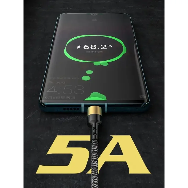 كابل بيانات شحن سريع 2in3 5A مناسب لهاتف iPhone Huawei 5A شحن فائق Xiaomi Poco Type-C Oppo Samsung