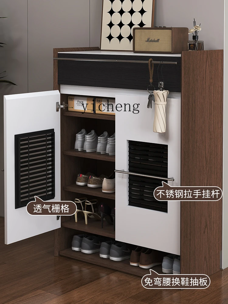 

XL home door shoe cabinet large capacity solid wood retro Bauhaus small apartment interior
