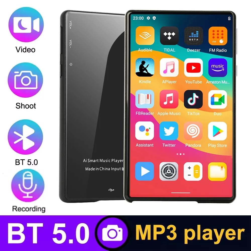 كاميرا 128 جيجابايت مشغل Mp4 بلوتوث واي فاي أندرويد شاشة تعمل باللمس Hifi صوت مسجل موسيقى فيديو Mp3 مشغل Mp4 مع مكبر صوت راديو FM