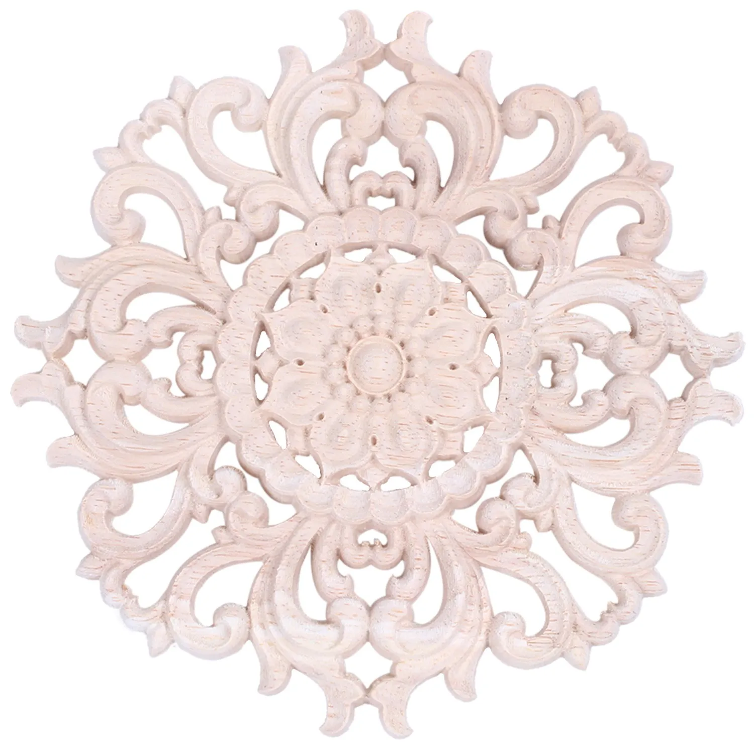 

Lots Wood Carved Long Onlay Applique Unpainted Flower Walls Cabinets Door Decor Type:15cm Type A