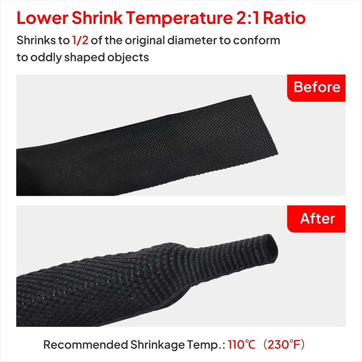 A78I 2 in 1 Heat Shrink Braided Sleeving Fabric Tubing-Perfectly Fit Irregular Shape Hose/Cable/Wire 1/2inch(12mm)