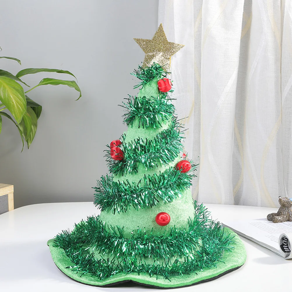 

2 Pcs Merry Christmas Party Hats Tree Xmas Light Performance Tree-shape Headdress