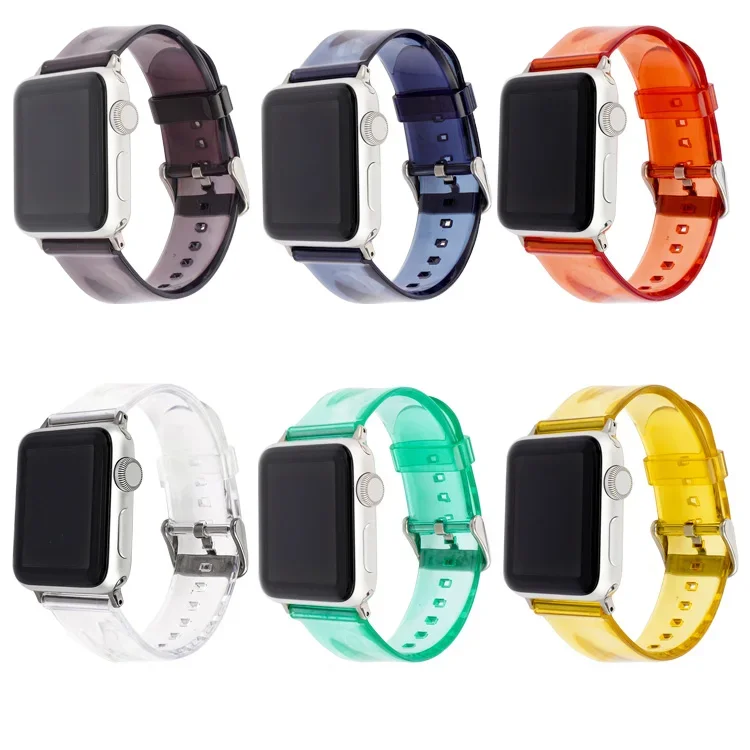شفاف واضح بولي TPU الراتنج حزام ل أبل ساعة iwatch 8 7 6 5 4 3 2 SE 41 مللي متر 45 مللي متر 38 مللي متر 42 مللي متر 40 مللي متر 44 مللي متر الرجال النساء سوار الفرقة