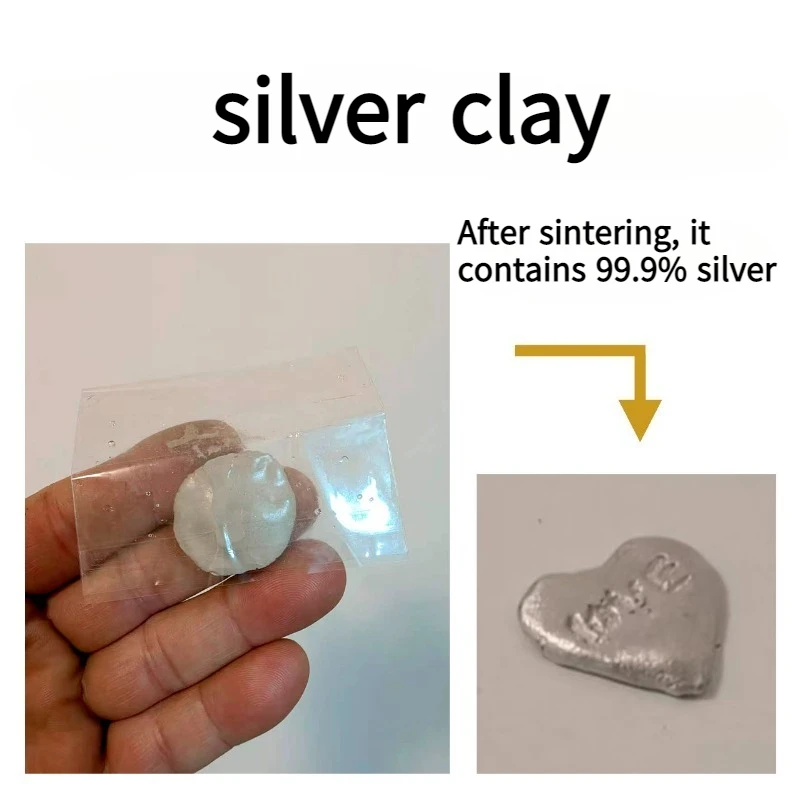 

Silver Clay 5g/pack 999 Silver for Handmade DIY Silver Jewelry Pendant Ring Metal Pottery Handmade Gift