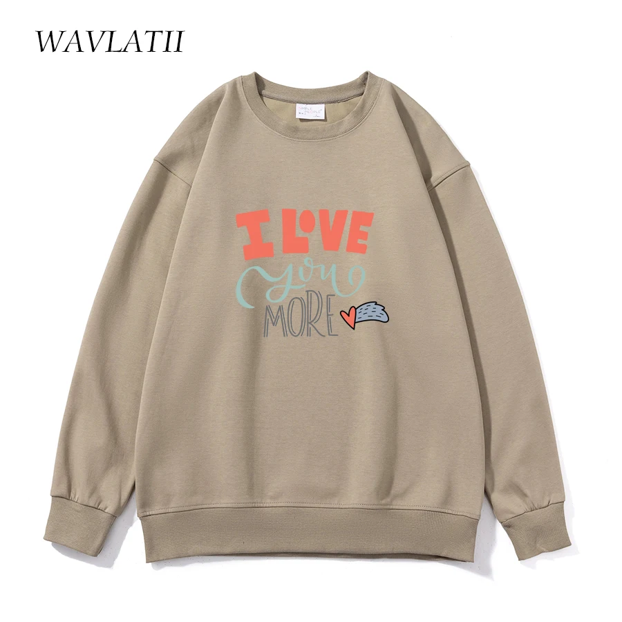 WAVLATII Women New Black Pullovers Sweatshirts Female Soft Casual Cotton Lovely Hoodies Lady Autumn Spring Tops for Young WH2366