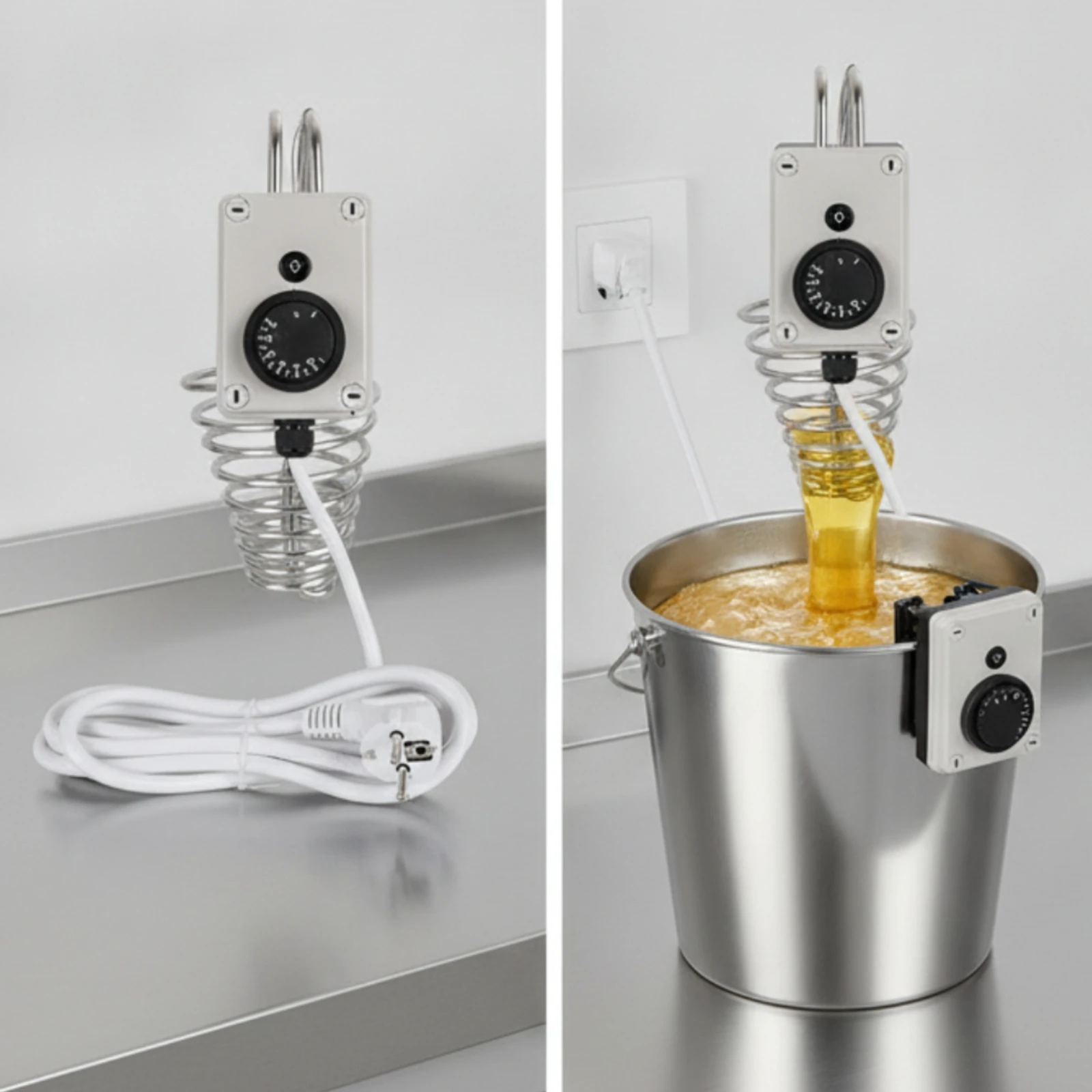 Honey Heater Thermostatic Immersion Heater with Thermostat Immersion Heating Coil Stainless Steel Electric for Beekeepers