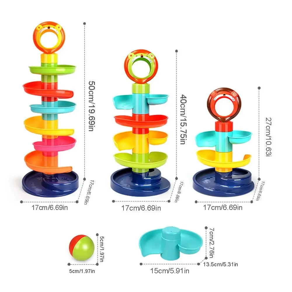 플라스틱 롤링 볼 파일 타워, 사자 볼 슬라이딩 볼 타워 장난감, 조기 교육 장난감, 몬테소리 감각 장난감, 회전 트랙 장난감