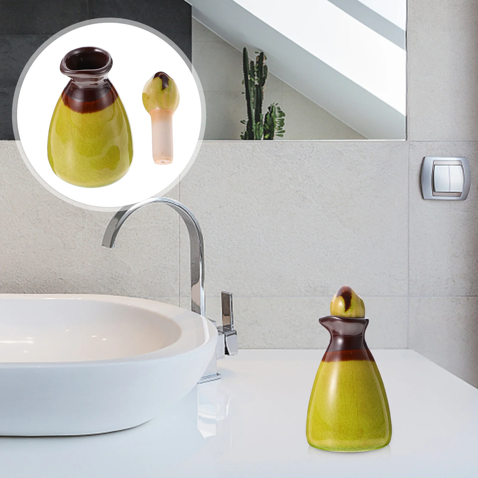 

80ml Ceramic Essential Oil Bottle Iced Cracked Glaze Leak Proof Empty Holder for Lotion Perfume Storage Gift Liquid Bottle