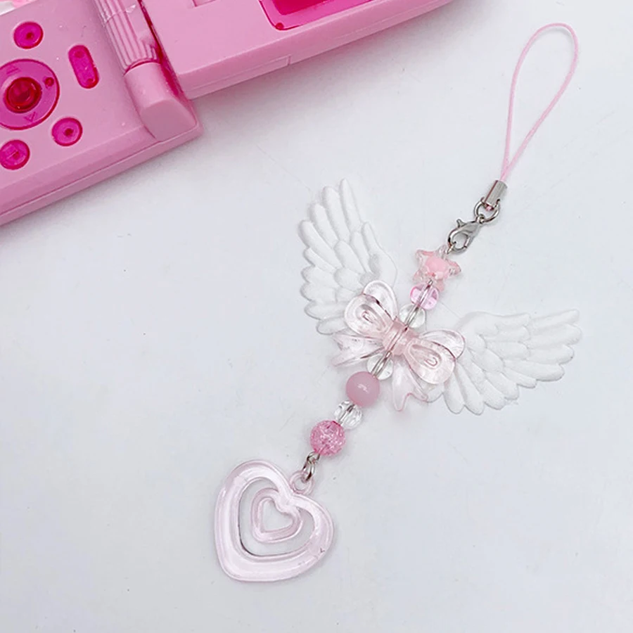 Schöner Flügel-Schleifen-Herz-Schlüsselanhänger für Mädchen und Frauen, modischer süßer Schlüsselanhänger, Handy-Anhänger, Taschen-Deko-Accessoires, Geschenke – Detail 5