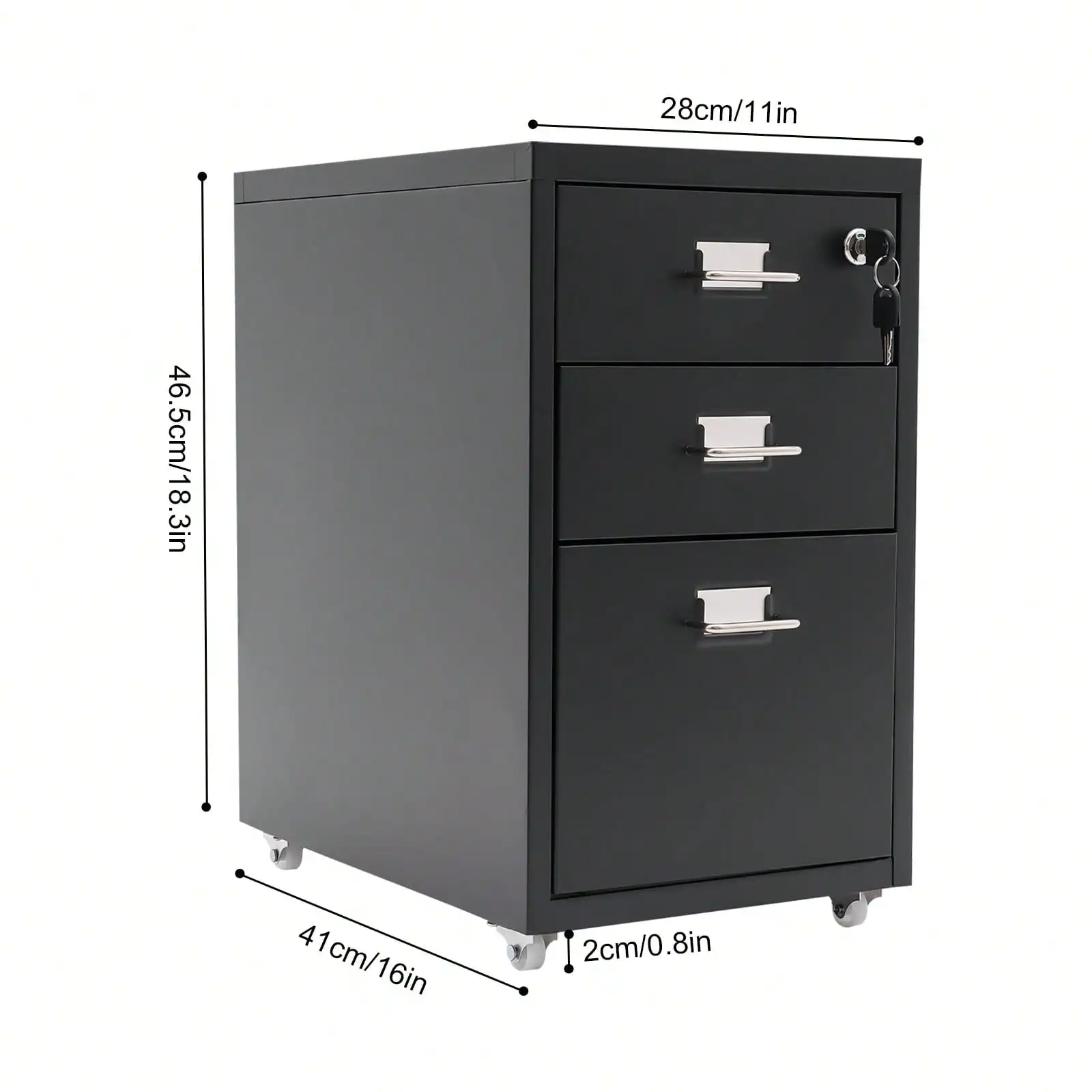Vertical File Cabinet, Metal Mobile File Cabinet With Lock, Filing Cabinet Under Desk