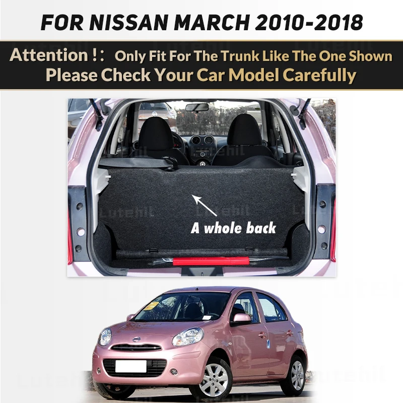 For Nissan March 2010-2018 17 16 15 14 13 12 11 Auto Full Coverage Trunk Mat Car Boot Cover Pad Cargo Liner Interior Accessories