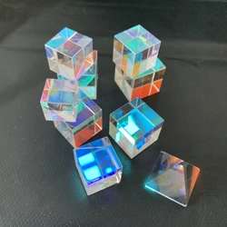 Damaged RGB X-Cube Prism Combiner Splitter Cross Dichroic 6-Sides Prism Pyramid Triangle Rainbow Lens Necklace Earrings DIY