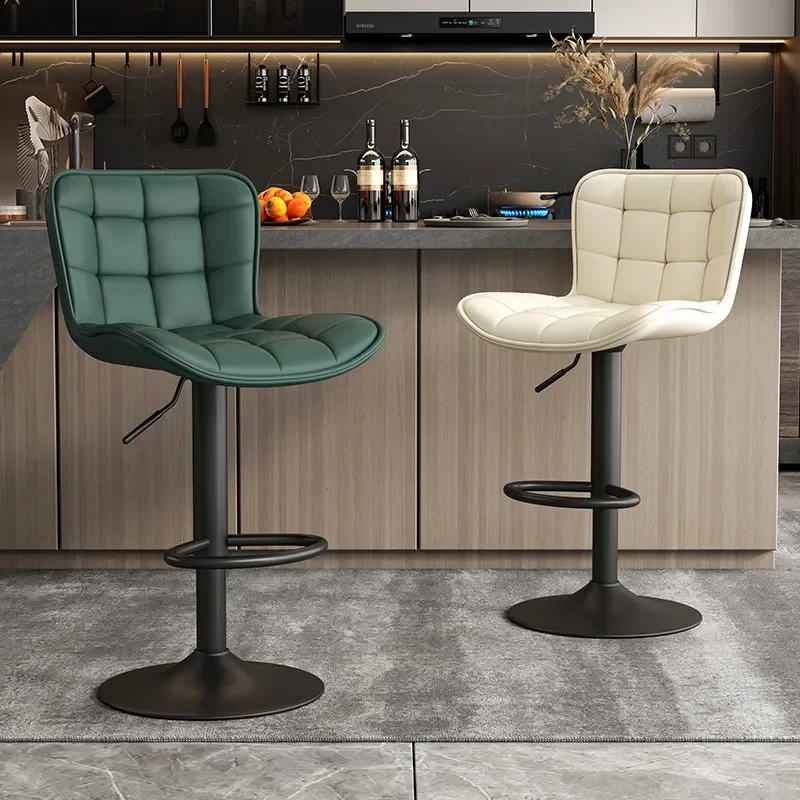Adjustable Bar Stool High Back Swivel Chair Light Luxury Front Desk Seat Commercial Household Premium Lifting Counter Stools