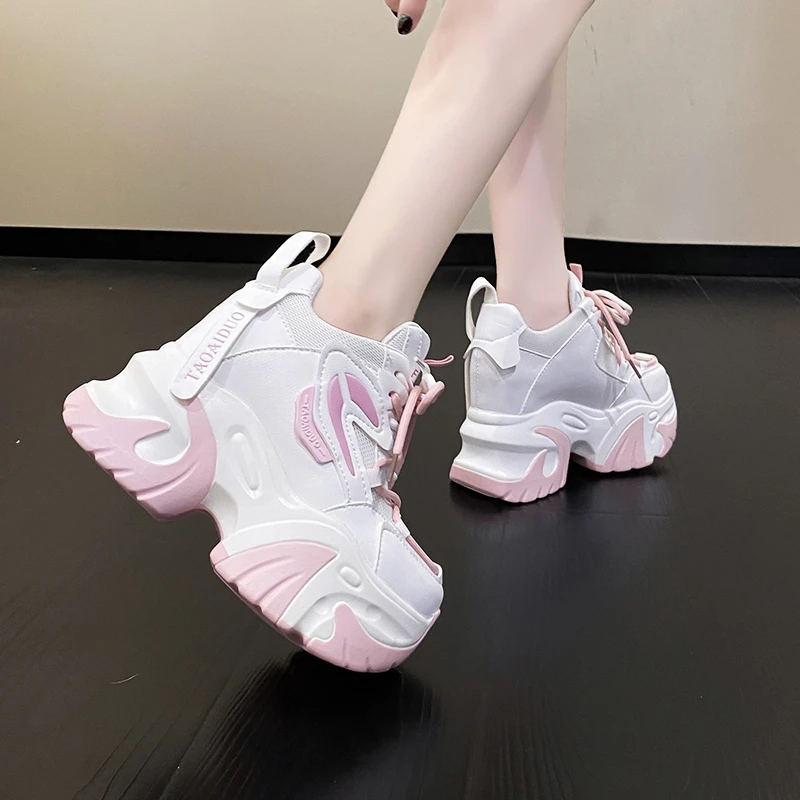 Autumn Fashion Sneakers For Women 11CM Platform Chunky Casual Shoes High Quality Woman Tenis Female Walking Trainers Thick Sole