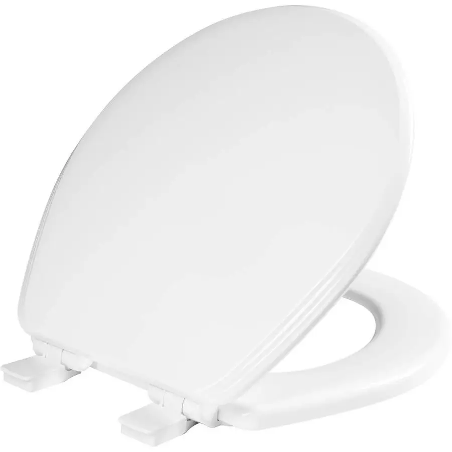 

Ashland Toilet Seat with Slow Close, Never Loosens and Provide the Perfect Fit, ROUND, Enameled Wood, White