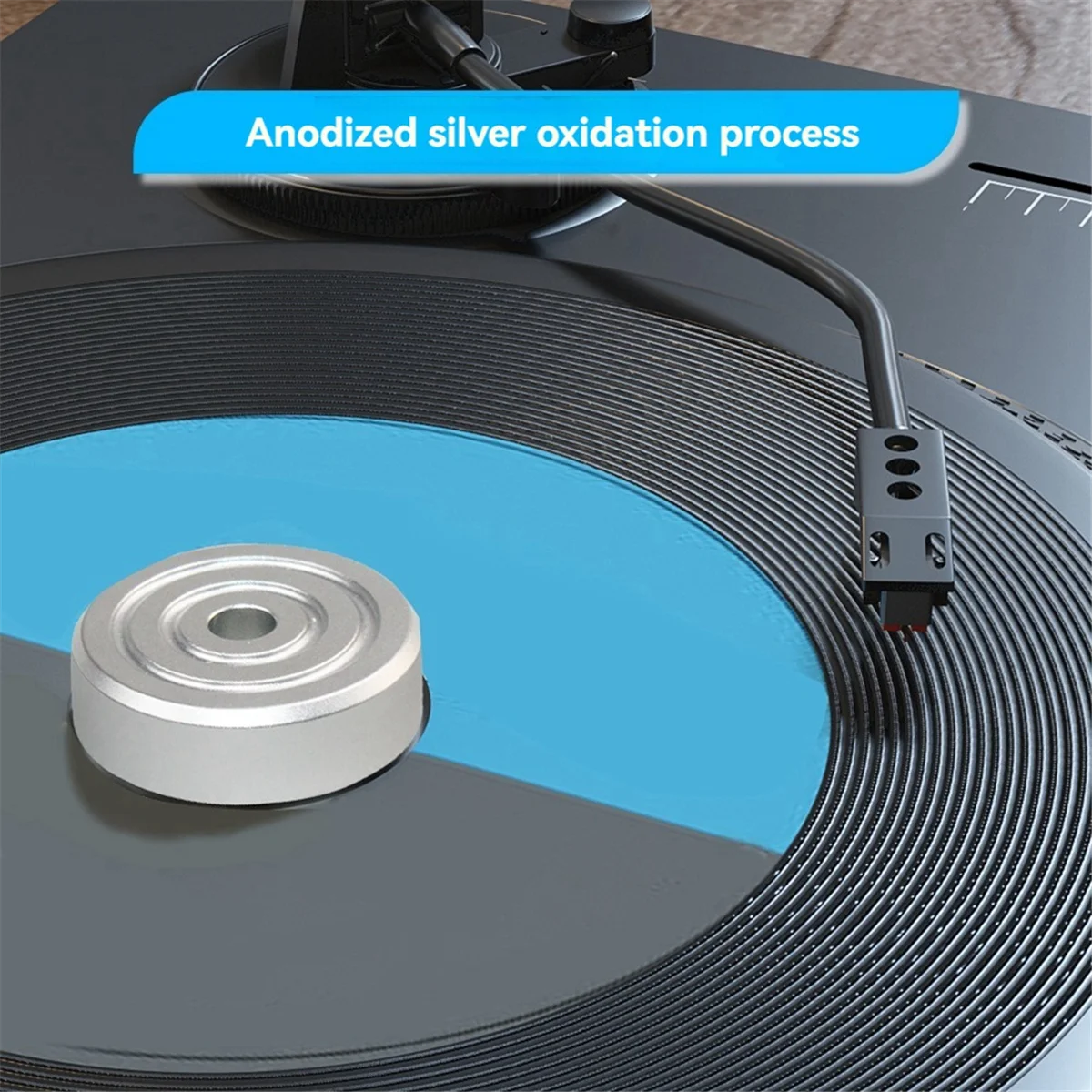 Abrazadera equilibrada de disco estabilizador de peso para discos de vinilo, accesorios para tocadiscos LP, color plateado