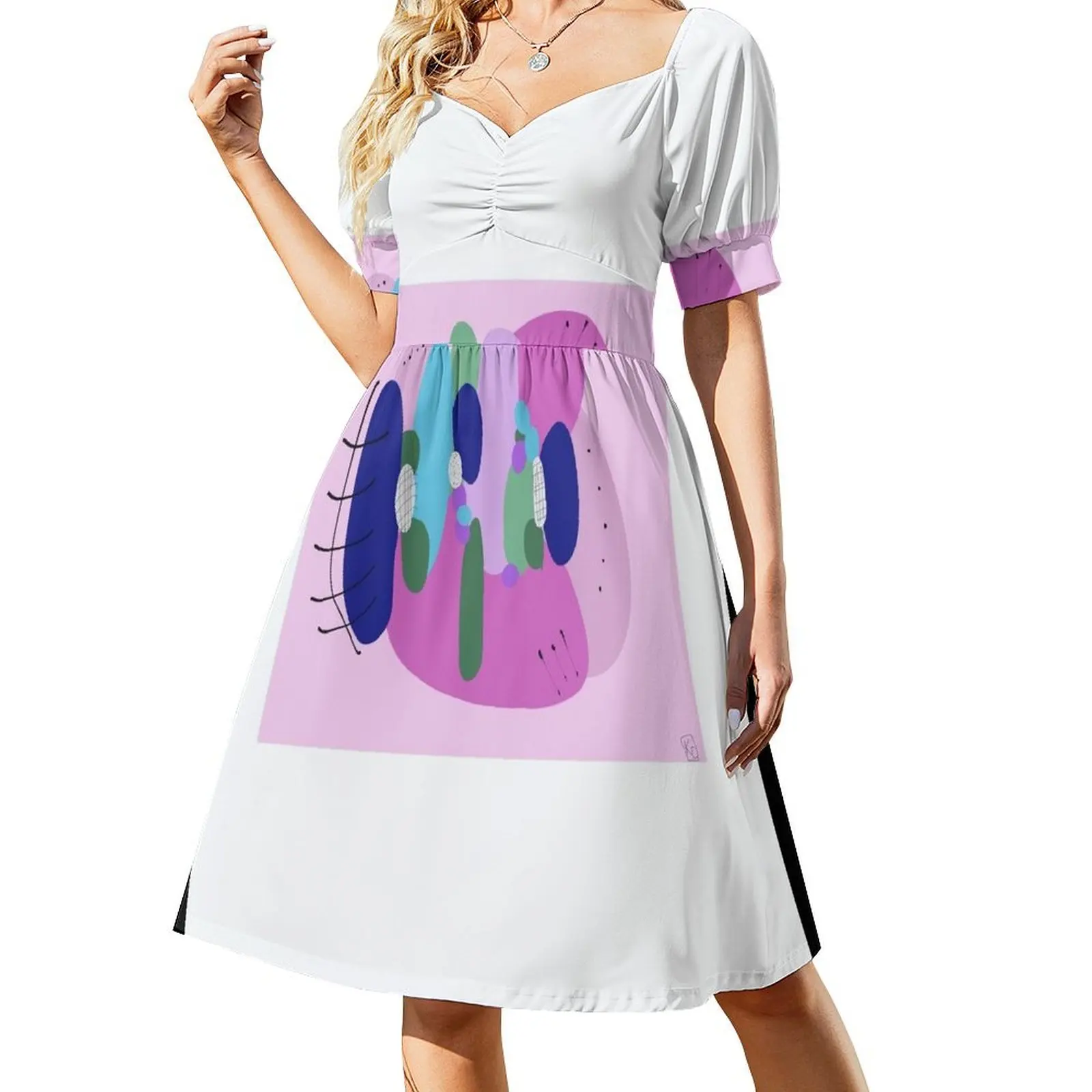 Abstract Illustration Short Sleeved Dress Women dresses summer dress for woman women long dresses woman dress