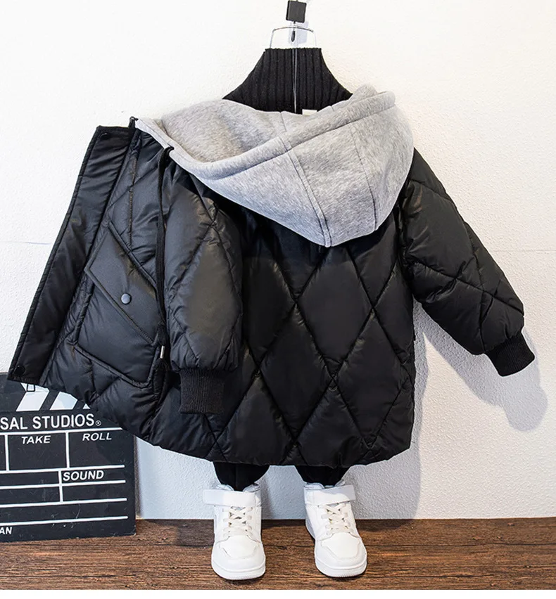 2024 Winter Children down Jacket Boy Toddler Girl Thick Warm Hooded Coat Teenager Fashion Outdoor Sportswear Jacket Kids Clothes