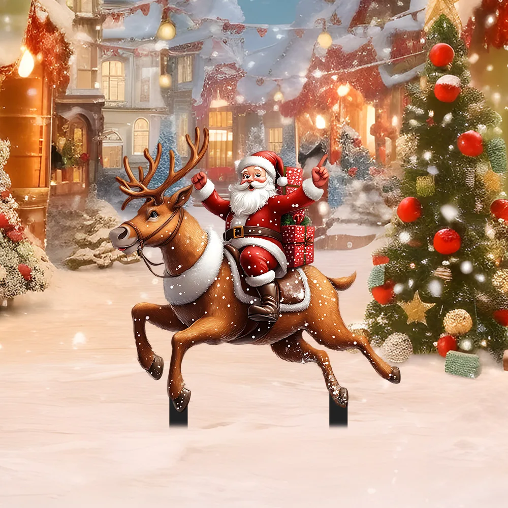 

Reindeer and Santa Claus Garden Piles Indoor and Outdoor Potted Plants and Yard Waterproof Wear Plug